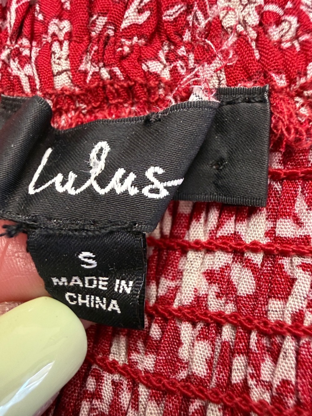 Lulus Behold Red Floral Print Off-the-Shoulder Jumpsuit Smocked Size Small - Picture 11 of 11